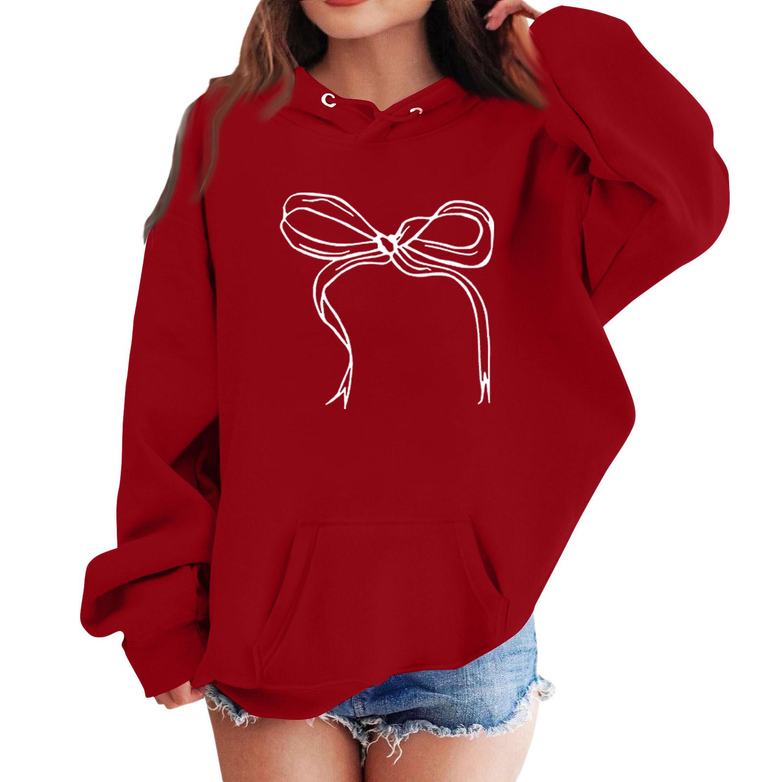 

Sweatshirts For Teen Girls Hoodies Long Sleeve Drawstring Pullover Cute Oversized Hoodie 130 червоний