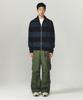 INTEMPOMOOD Block Color Zip-Up Knit_Blue & Black