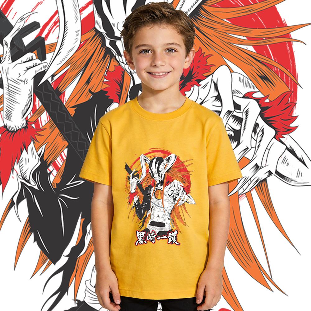 Boys Girls Bleach Hollow Anime Print Cotton T Shirt Kids Casual Short Sleeve Summer Top Soft Breathable