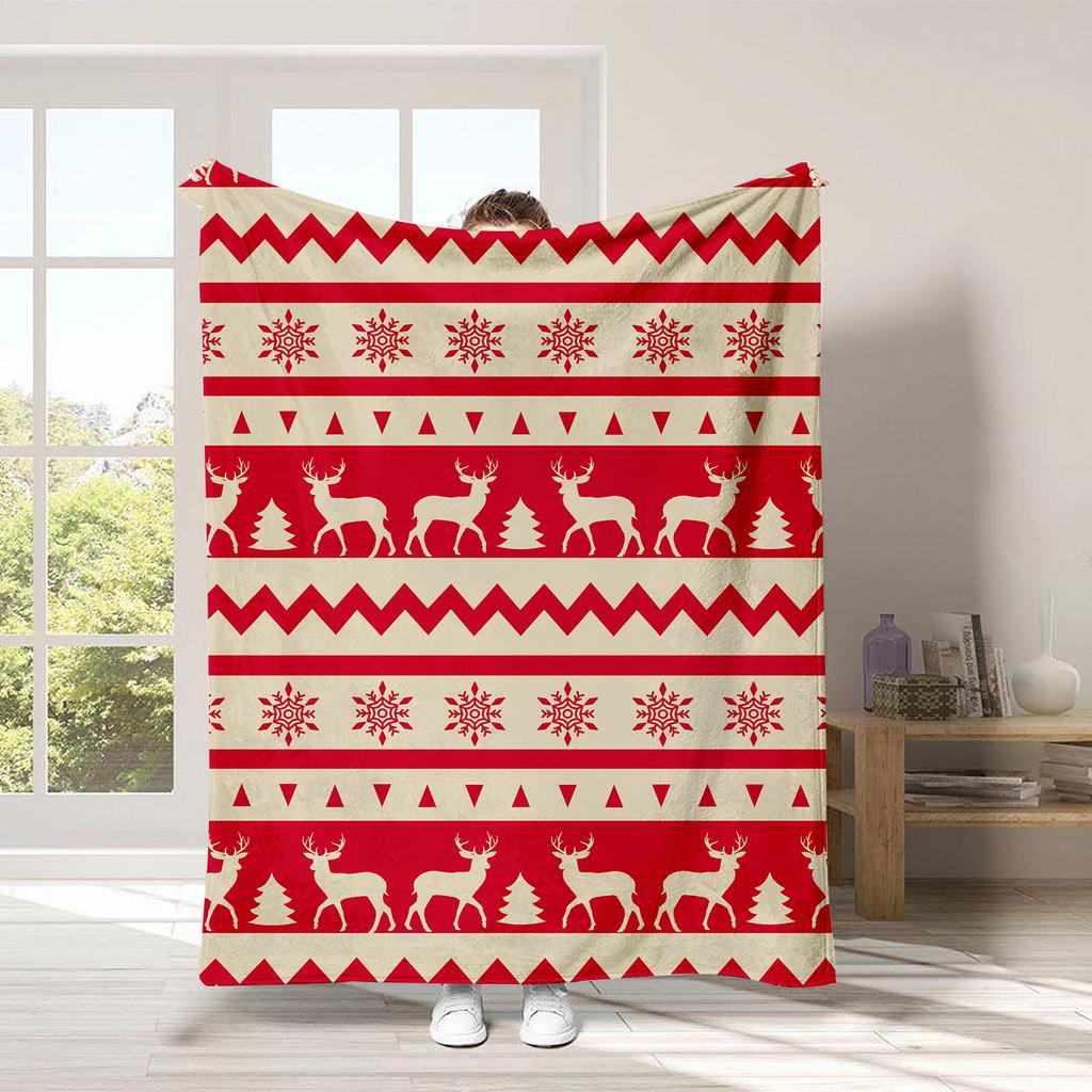 Christmas Cartoon Series Printed Blanket for Sofa Travel Camping Living Room Office Conditioning Blanket for All Seasons Gifts