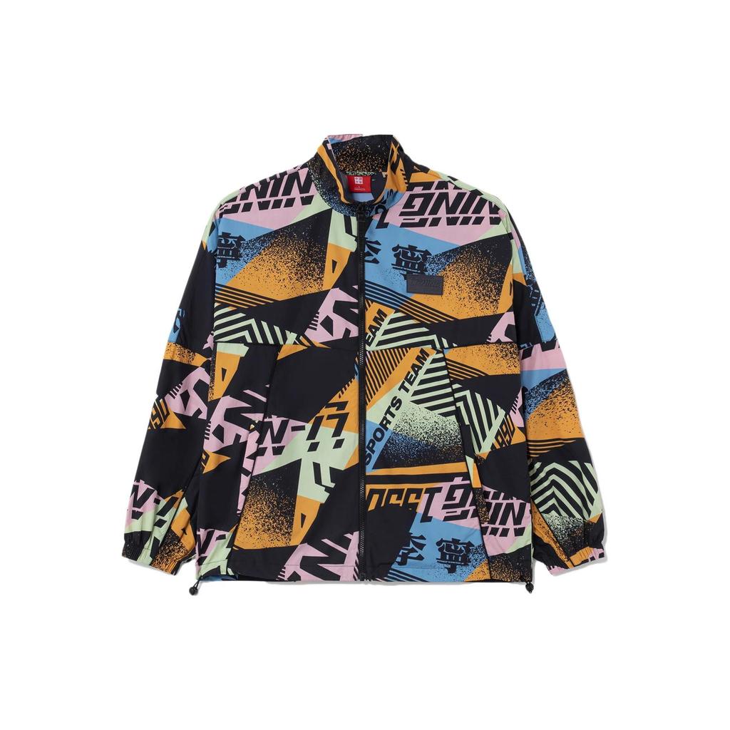 Li Ning Moto Series 22 Spring Summer Trendy Music Festival Letter Print Loose Sports Jacket Men Jacket Multicolor AJDS095-3