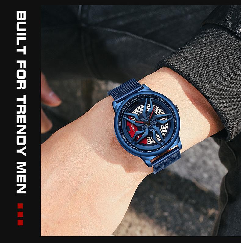 Sanda Men's Quartz Waterproof Mesh Strap Watch | Rotating Wheel Design