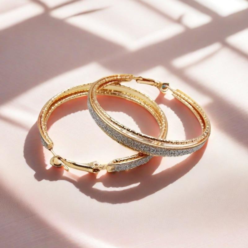 Meier Exaggerated elegant geometric metal matte hoop earrings - fashionable minimalist earrings for women