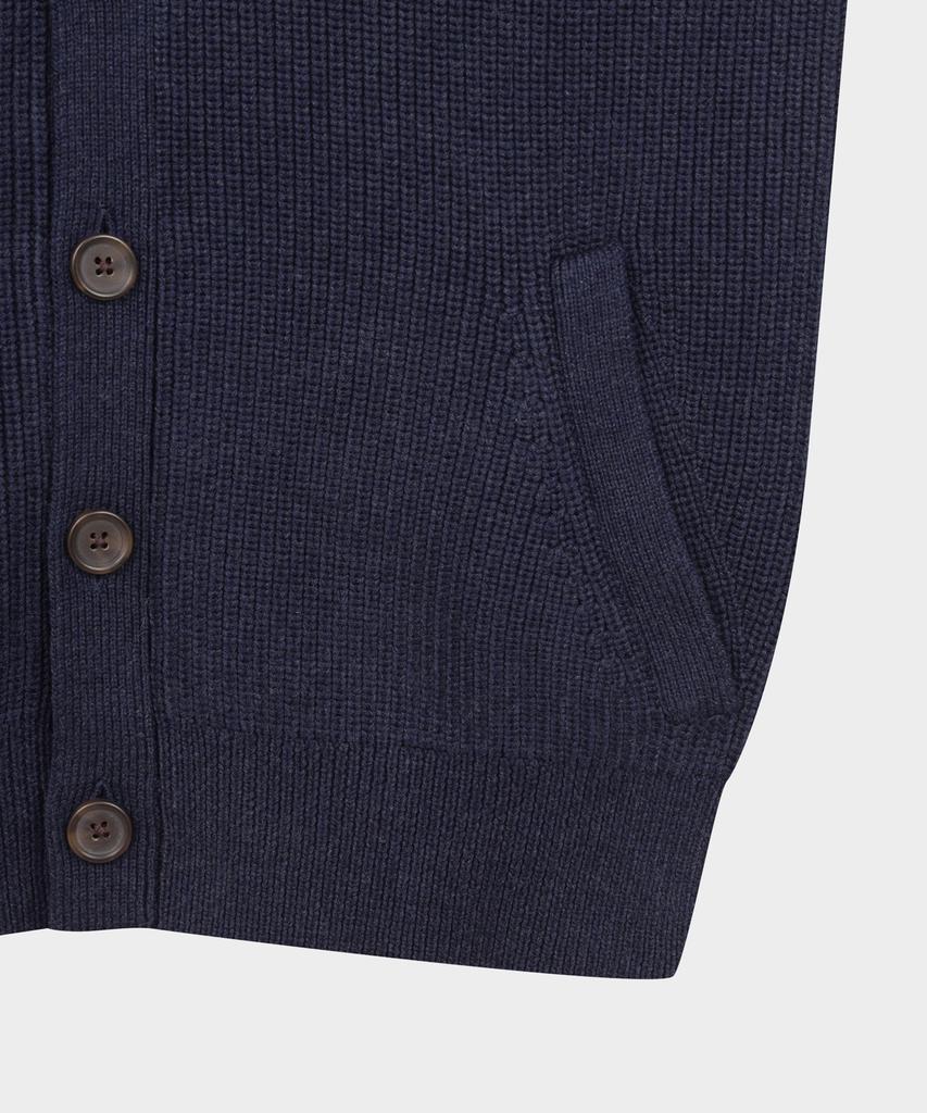 Brooks Brothers Cotton Rib Mock Neck Cardigan (Navy) (Bbwcmmf401)