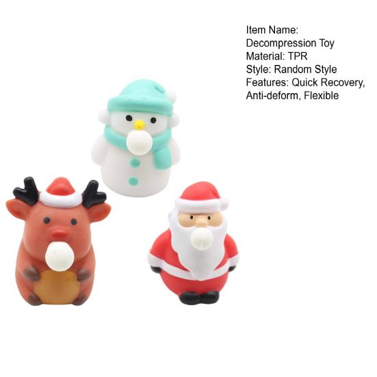 Squeeze Toy Cute Santa Claus Snowman Elk Squishes Toy Soft TPR Stress Relief Vent Toys Fidget Bubble Christmas Decompression Toy Christmas Gift