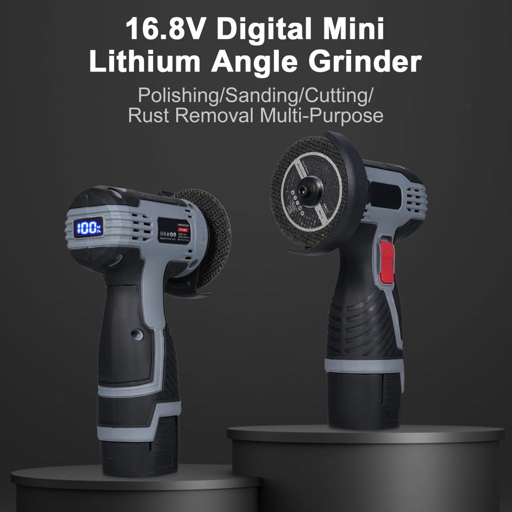 Angle Grinder 28000RPM Cordless Angle Grinder Electric Grinding Tool Mini Angle Grinder with 16.8V 2*1500mAh Battery