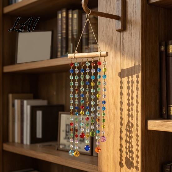 Crystal Wind Chime Pendant Suncatchers Window Crystals Hanging Suncatcher Colorful Glass Beads Chain Birthday Gift for Decor Lovers Chimes