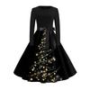 Women's Fashionable And Elegant Autun And Winter Long-sleeved Christmas Tree Print Dress
