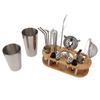 Cocktail Shaker Set Stainless Steel Bartender Kit with Bamboo Stand Full Cocktail Accessories for Party Club Bar Drink