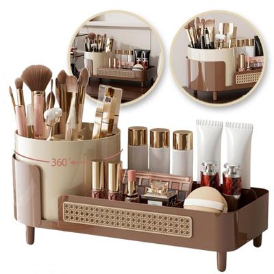 Organizer For Brushes Cosmetics Viennese Braid Rotating Brown