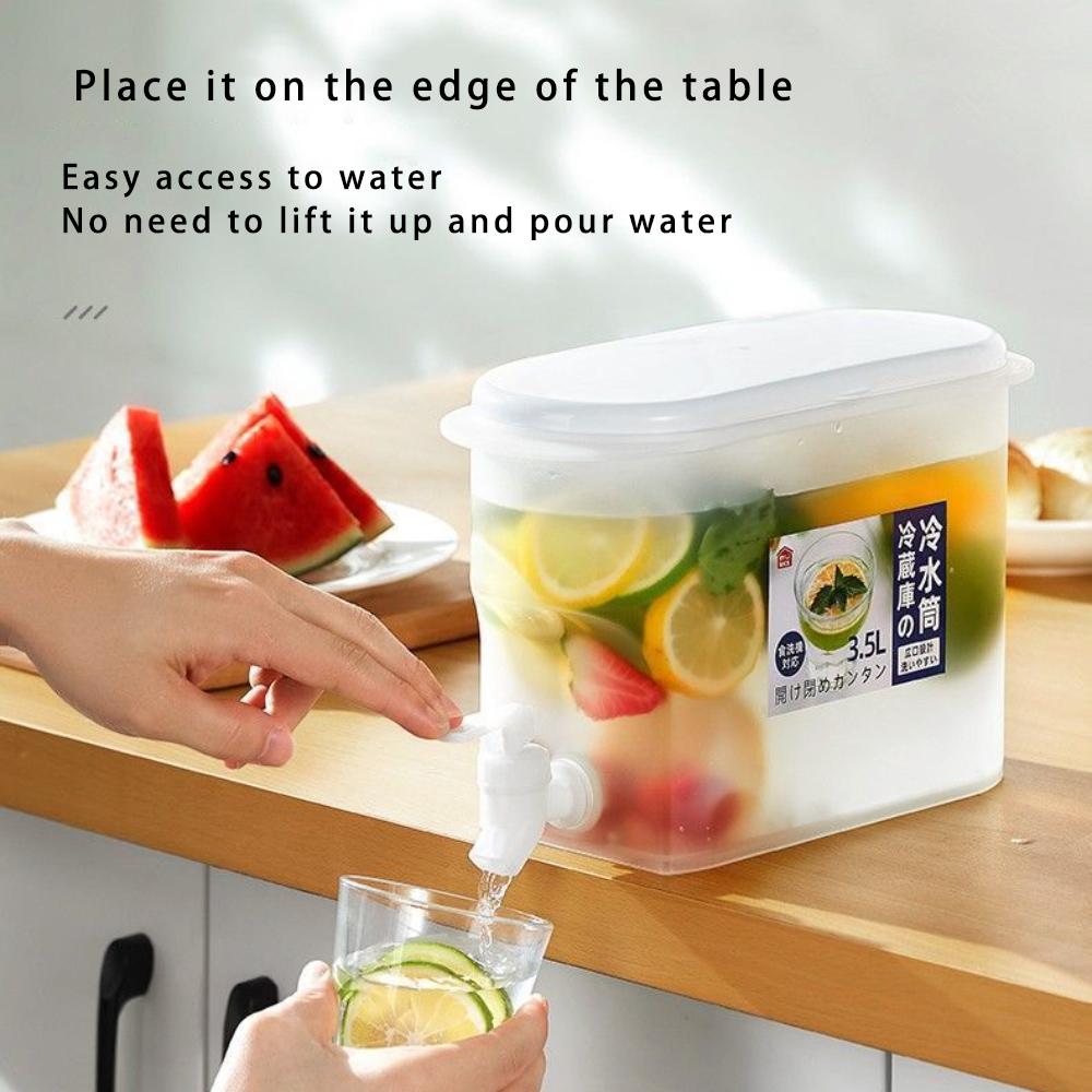 3.5L Cold Water Jug Clear Tea Kettle with Faucet Beverage Dispenser Refrigerator Water Container For Kitchen, Camping
