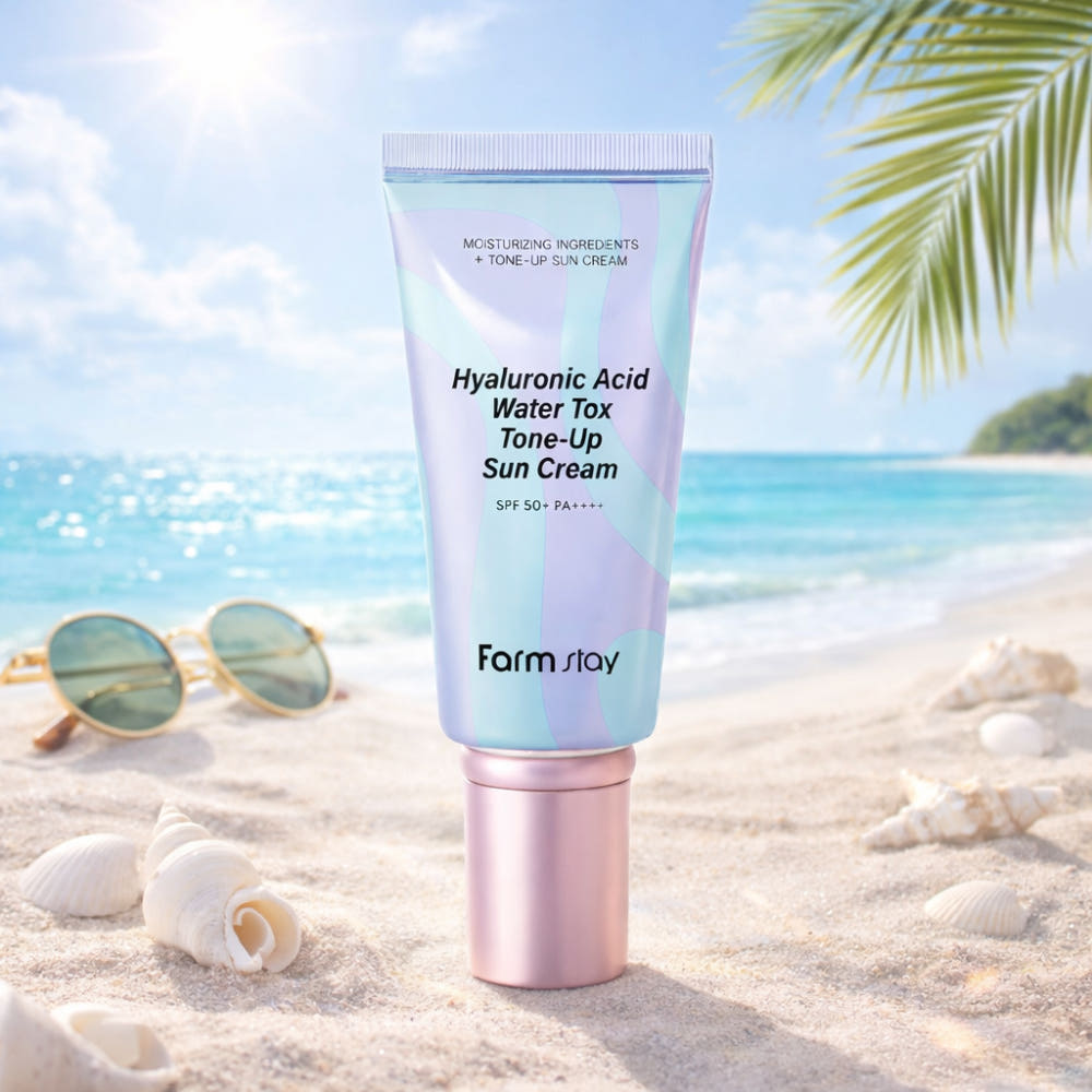 Farmstay Hyaluronic Acid Water Tox Tone Up Sun Cream 60g SPF50+ PA++++ Hyaluronic Acid Panthenol Hydrating Sunscreen