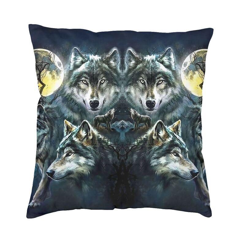 Custom Wolf Tree Pillow Case 45X45Cm Decoration Kawaii Animal Cushions For Sofa Square Pillowcase