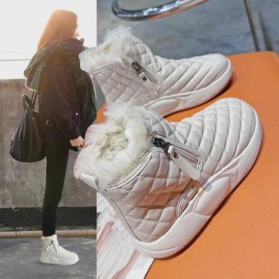 Stivali da Neve Invernali da Donna 2024, con Velluto Plus, Caldi e Spessi a Collo Alto, Antiscivolo, Scarpe di Cotone con Suola Spessa da Esterno XQ-5859