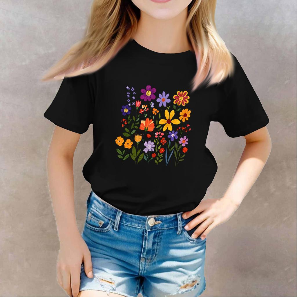 Kleinkind Mädchen Jungen T-Shirts Kinder Top Jungen und Mädchen Bedrucktes Kurzarm T-Shirt