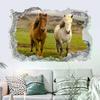 Poster Animale Buco Muro Rotto Arte Cavallo Bianco Che Corre Vinile Murale Adesivi Per Soggiorno