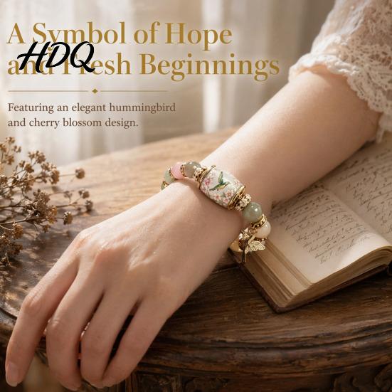 Love Beginnings Bracelet Bluebird Blessings Bracelet Inspirational Hummingbird Strength Beaded Green Casual Beads Cherry