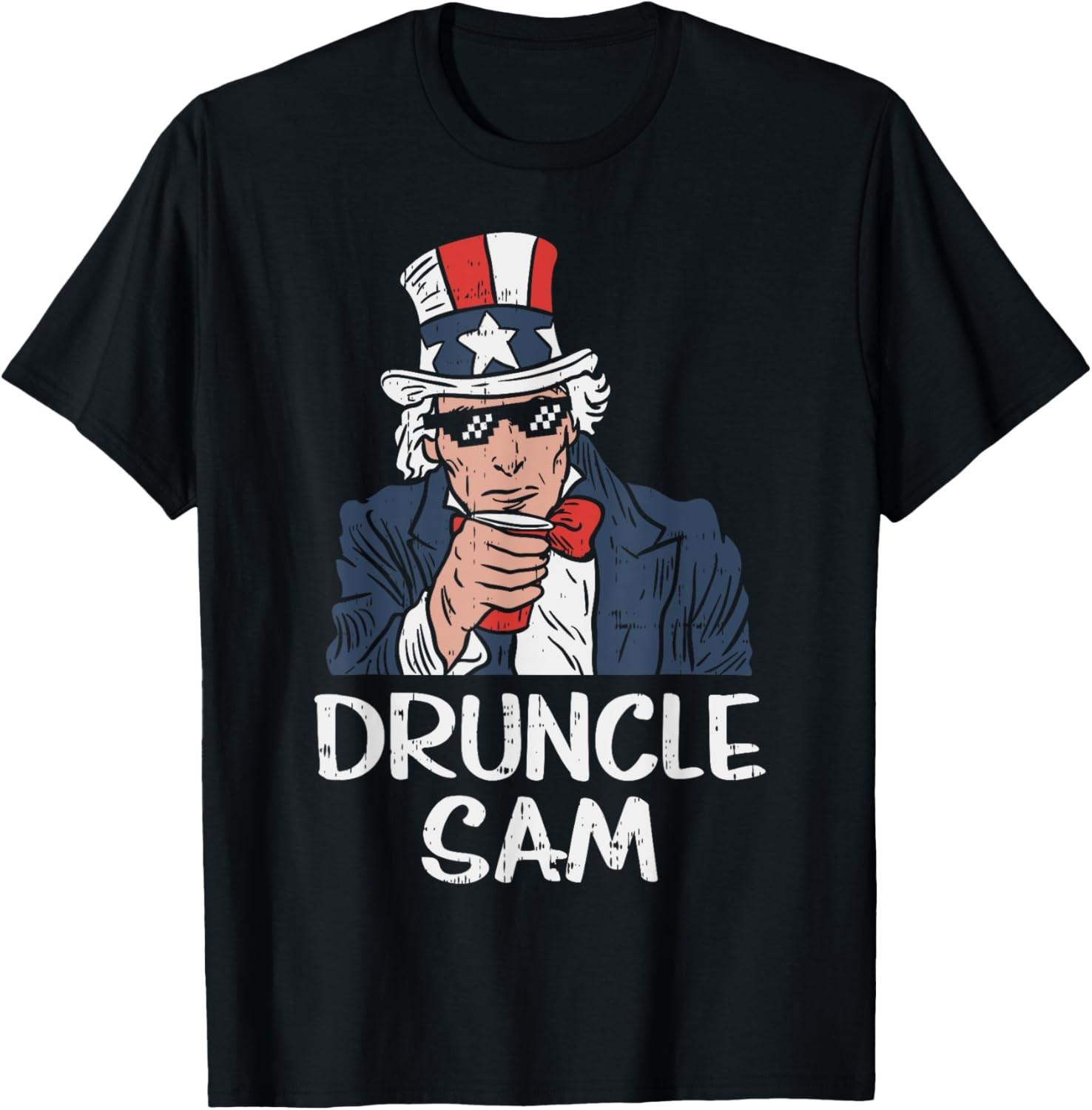 Druncle Sam Funny Uncle SamBeer 4th Of July Party Drinking T-Shirt M