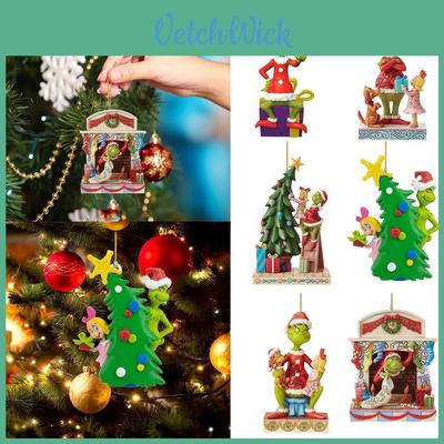 Fun And Colorful Grinch Acrylic Christmas Tree Hanging Ornament For Car Decoration