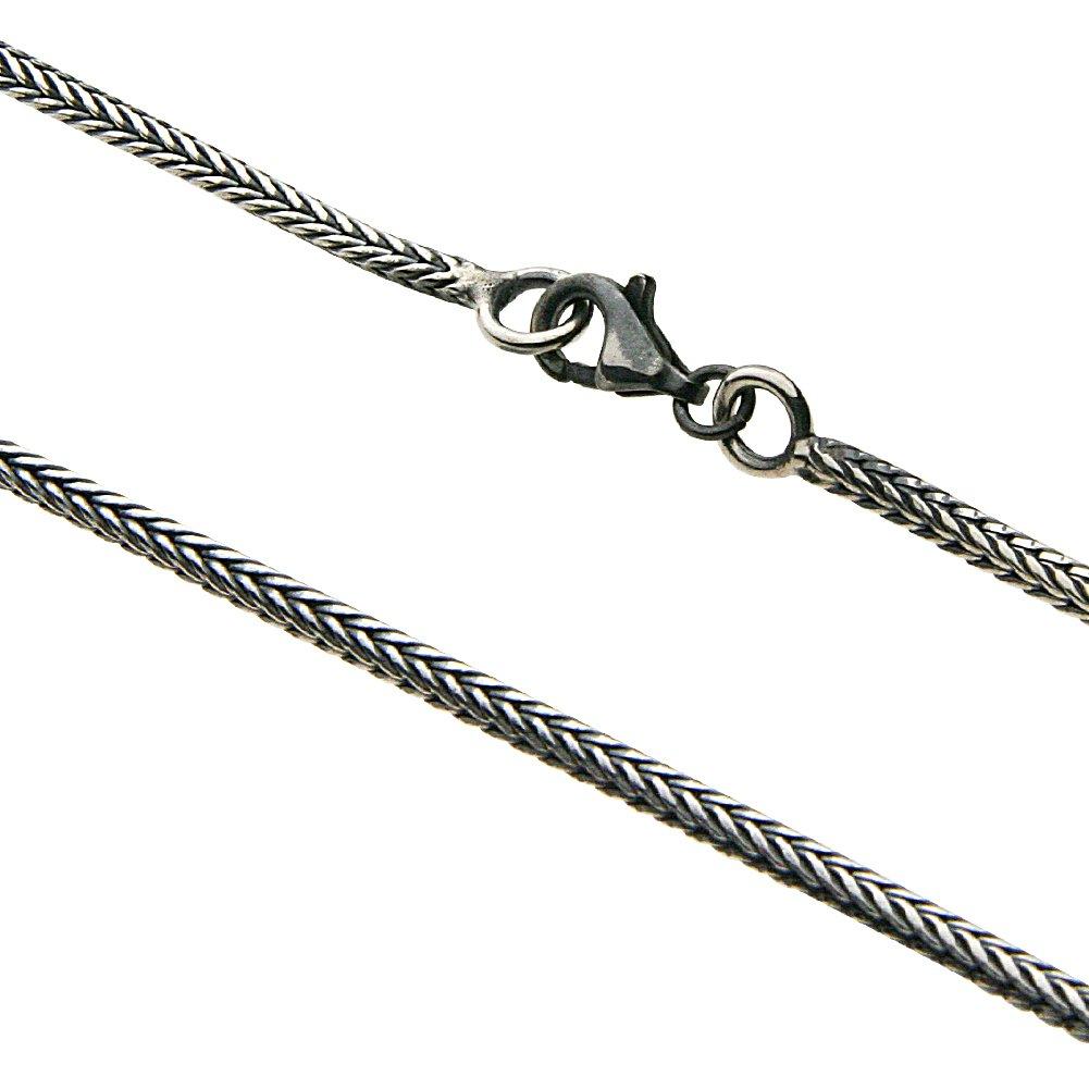 

[Cenote] 2mm Wide Fox Tail Silver Chain with Smoked Finish [Silver Accessory] c0008 55cm