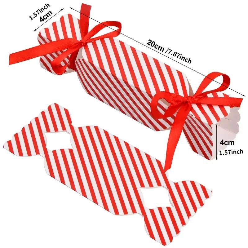 10pcs Candy Box for Christmas with Ribbons DIY Sweets Chocolate Decoration Party Gift Xmas Wedding Paper Packaging BoxesGood product