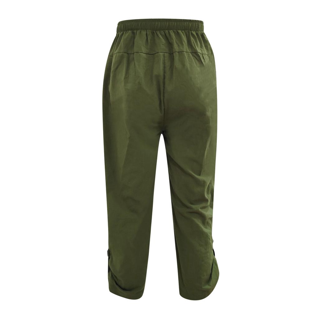 Linen Clothing For Men Easy Bodybuilding Motion Pants For Men Linen Pocket Color Cropped Trousers