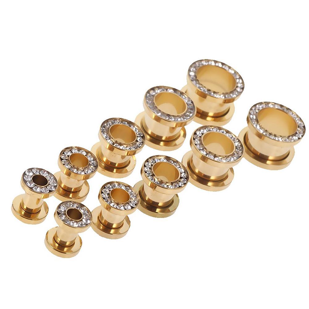 1Pc Stainless Steel Rhinestone Inlaid Plating Ear Plug Earring Piercing Jewelry
