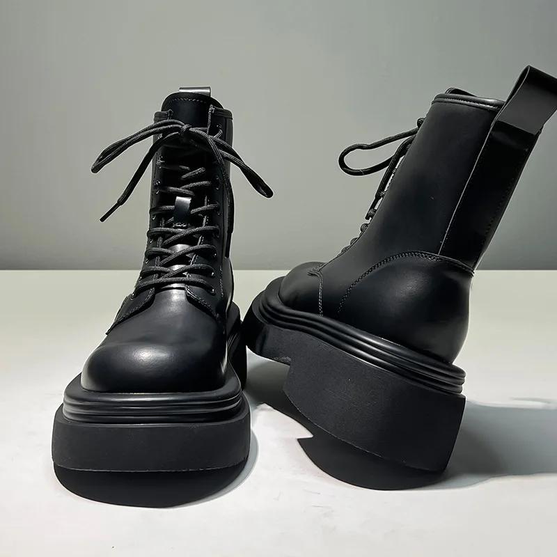 Soft Leather Spring Autumn Platform Boots for Men New Designer British Style Eight-hole Men's Short Boots Shoes