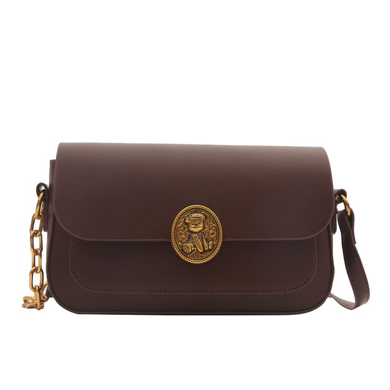 

Маленька квадратна сумка, новий модний тренд, повсякденний іноземний стиль, суцільна кольорова сумка-месенджер, корейська версія, універсальна жіноча сумка через плече Tide коричневий