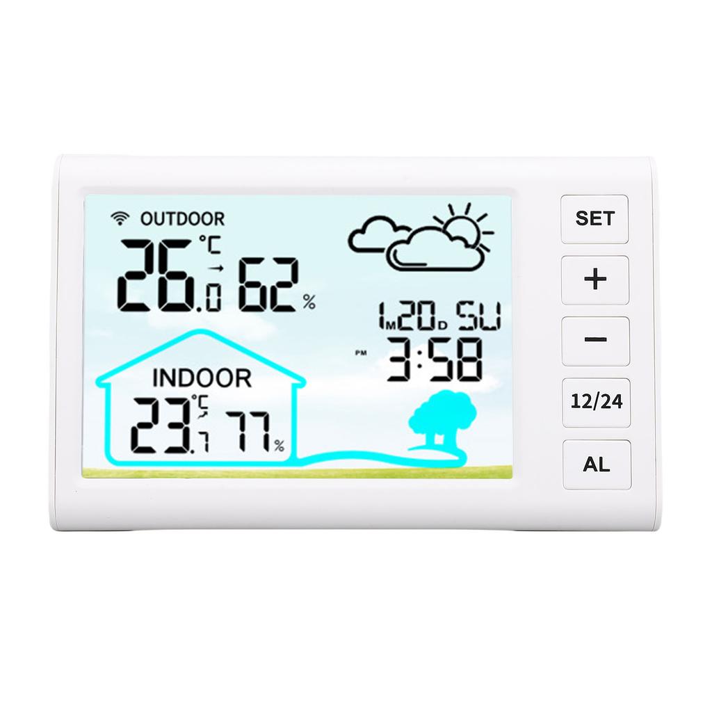 Hava Durumu Tahmini Saati Çok Fonksiyonlu 12S 24S Kablosuz İç Mekan Dış Mekan Termometresi Higrometre için