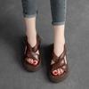 Fashion 5.5CM Fashion Wedges Platform Summer Sandals Women Casual Open Toe Shoes Cross Genuine Leather Roman Style Back Strap Sandals