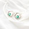 Jóias de Prata 925 Marcada Gema Diópsido de Cromo Brincos Stud Feitos à Mão 0,64" CE-13-2