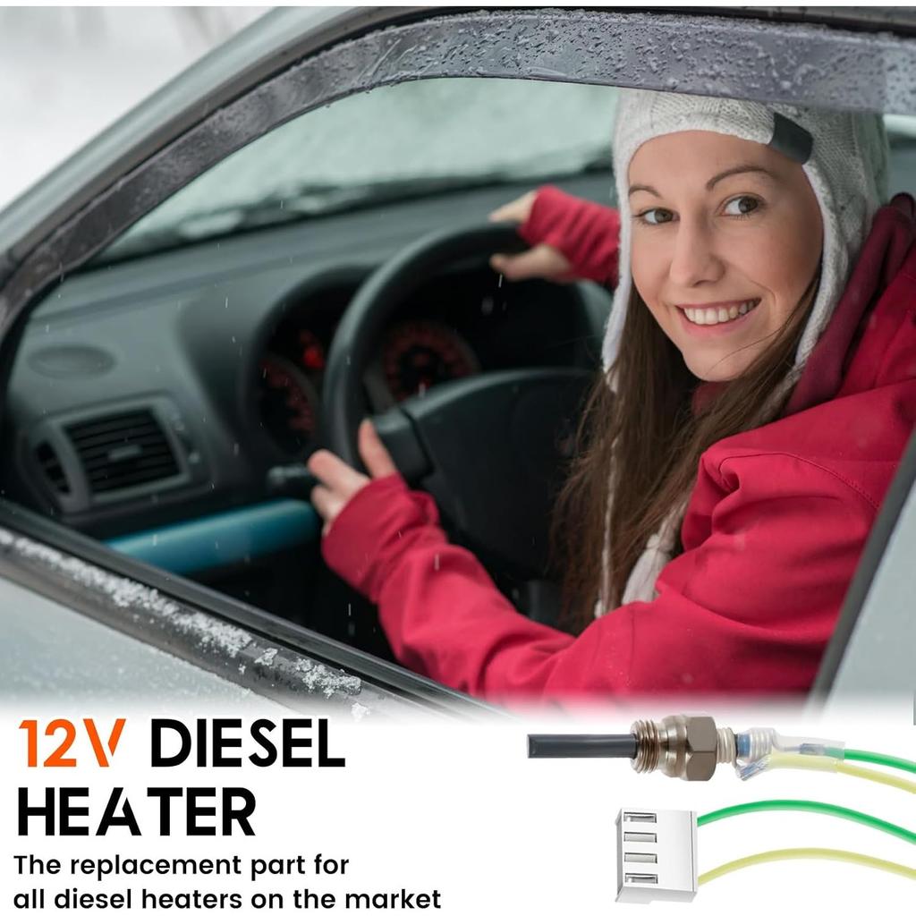 9 Pcs Glow Plug Repair Kit 12V Parking Diesel Heater Glow Ignition Plug Kit with Filter and Gaskets Car Ceramic Heater Repair Parts Fit