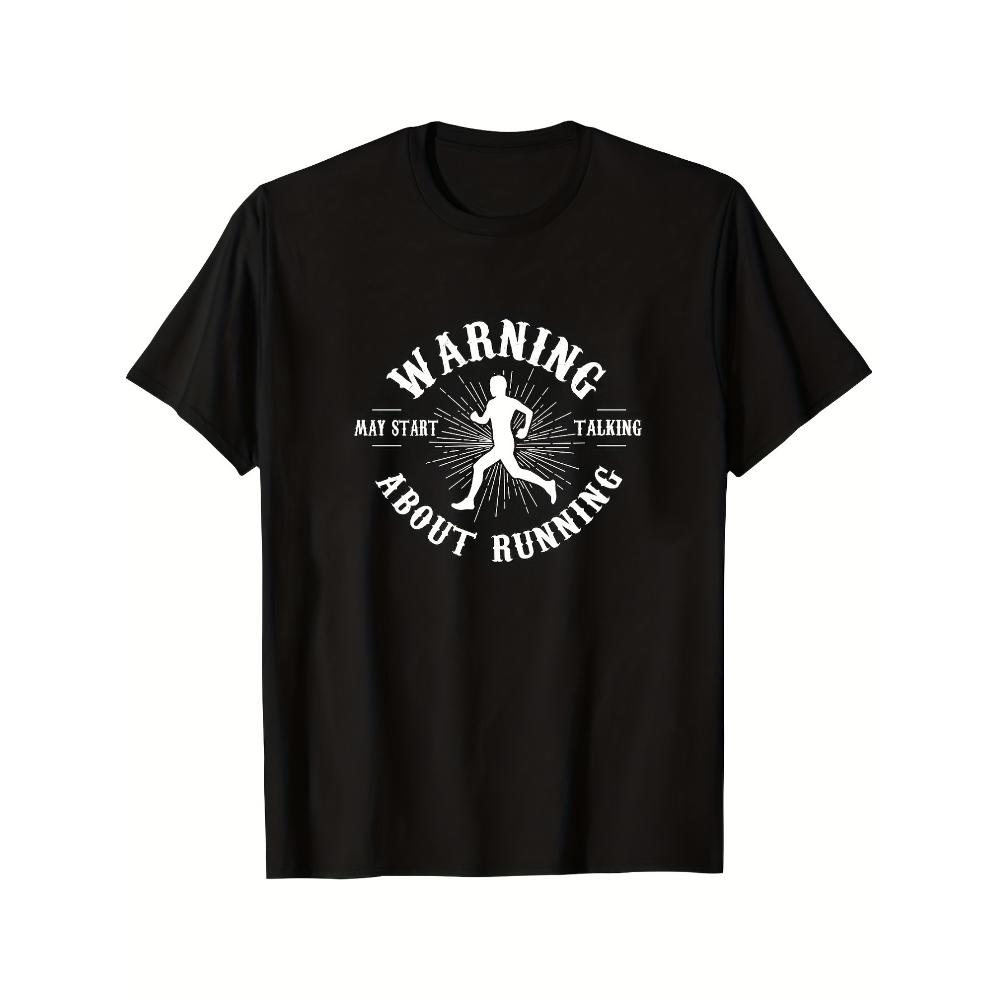

Warning About Running T-Shirt,Soft Breathable & Fade-Resistant, Classic Fit for Daily Casual Wear XXL чорний