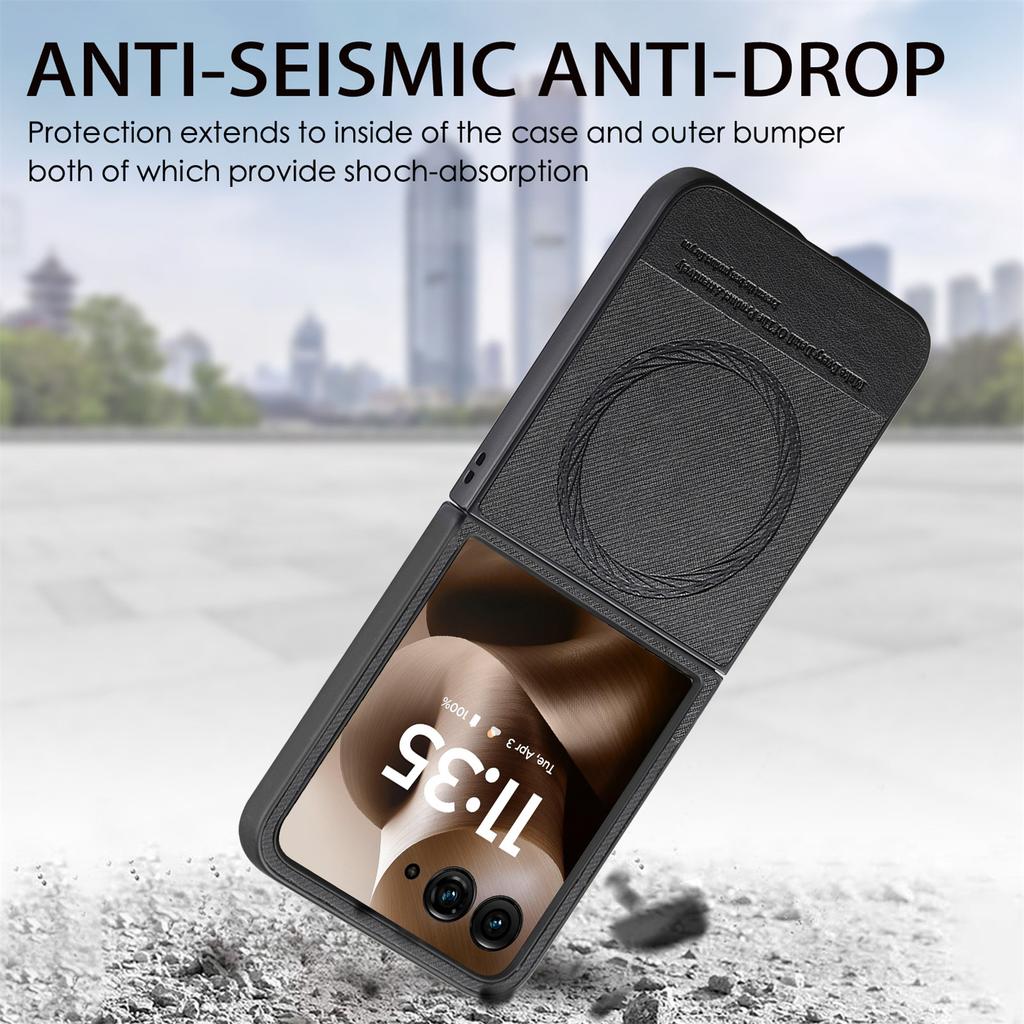 For Motorola Razr 60 Ultra 5G Case Compatible with MagSafe Denim Texture Leather+PC Shockproof Phone Cover