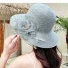 Hat female summer straw woven single flower small fragrant wind Japanese big brim sun hat travel sun hat ins wind straw hat
