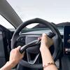 For Tesla Model 3/Y Highland Juniper Steering Wheel Cover Carbon Fiber Leather Anti-Fur Sport Steering Wheel Car Accessories