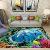Large Sea Turtle Theme Area Rug Colorful Coral Reefs Tropical Fish Living Room Bedroom Marine Decor Carpet Home Decoration Mat
