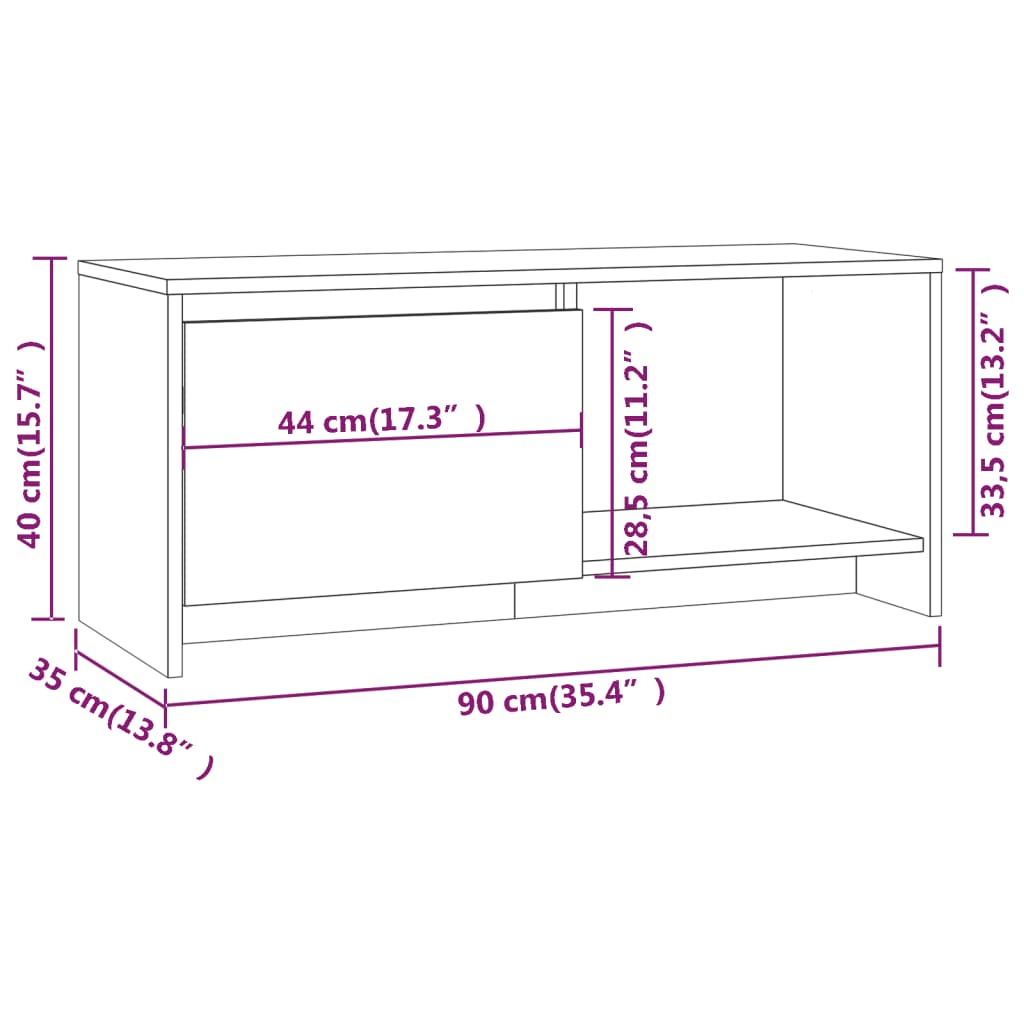 Vidaxl Szafka Pod Telewizor, Przydymiony Dąb, 90X35X40 Cm