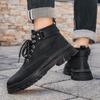 Mode 2024 Echtes Leder Klassische Outdoor High Top Freizeitschuhe Hohe Qualität Herrenstiefel Rutschfest Herren Winter Plüsch Schneestiefel