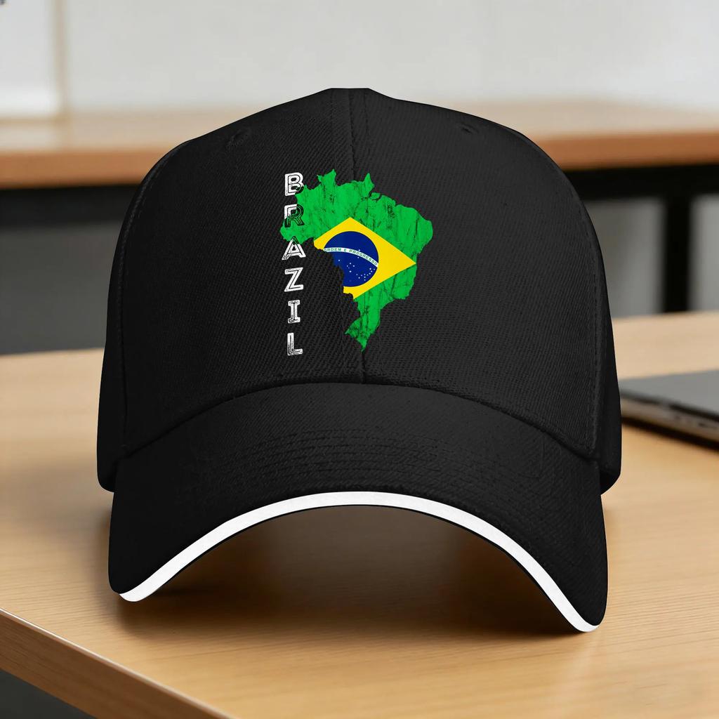 Brazil Map Brazilian Flag Brasil Brasilian Brazilian Pride Sun Baseball Cap Summer Unisex Women Trucker Hat Camping Snapback Cap