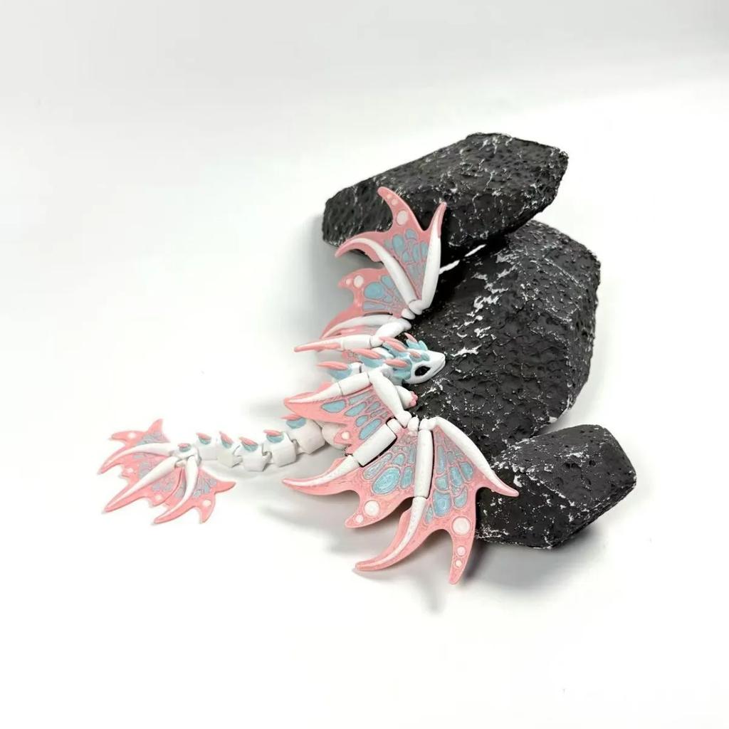 Simulation Dragon Model Joint Movable 3D-printed Emperor Dragon Desktop Decorative Cute Attractive Color Matching Small Ornament