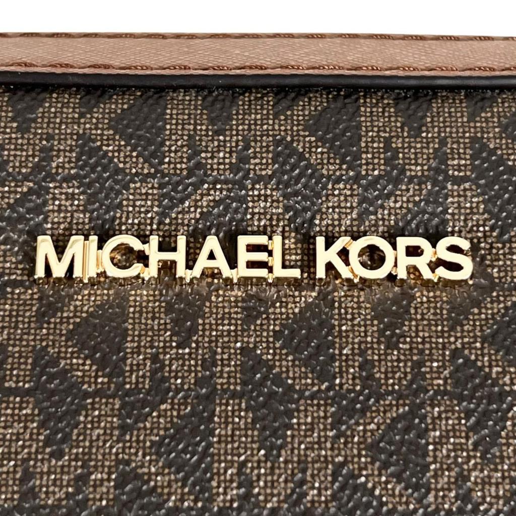 Michael Kors Jet Set Travel Medium Shoulder Bag Leather Brown Women 55H3RBN Used