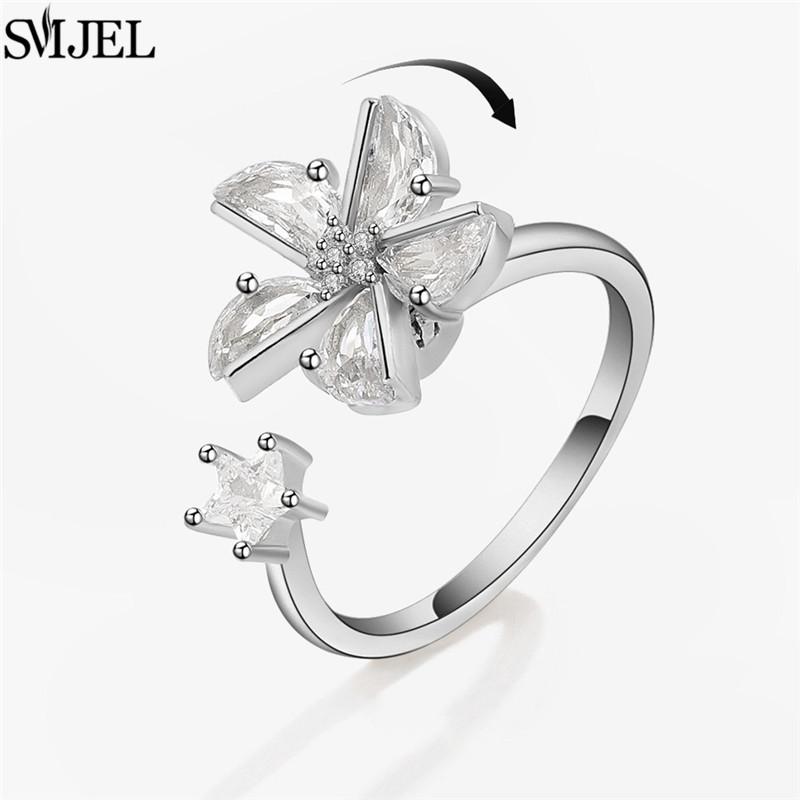 Etnisk Mote Tusenfryd Blomst Angstring Justerbar Dame Jenter Bekymring Stresslindring Smykker Spinnende Fidget-ringer Festgaver