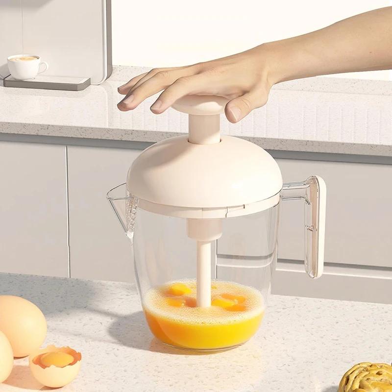 Egg Beater Hand Mixer Semi-Automatic Egg Whisk Milk Frother Handheld Egg Mixer Manual Press-type To Beat Egg Whites Baking Tool