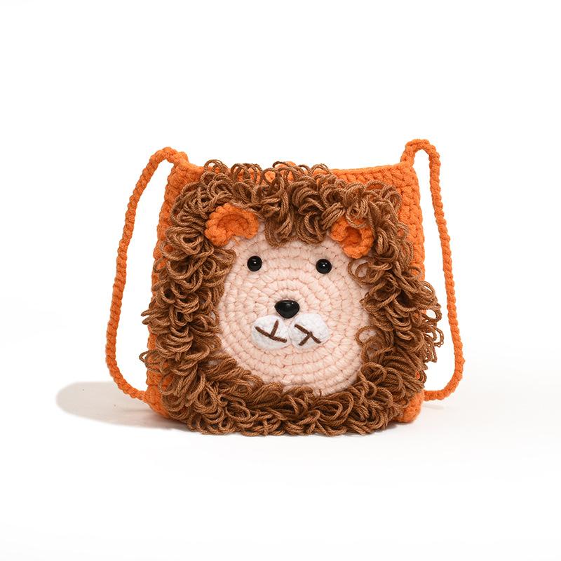 Handmade Crochet Lion Phone Bag, Cute Cartoon Knitted Crossbody Purse for Women, Mini Shoulder Bag for Phone