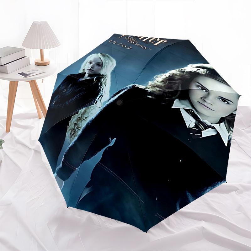 1pc Harry Potter and the Order of the Phoenix Automatic Folding Umbrella - Compact 8-Rib Design, Durable Plastic & Iron1346L
