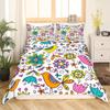 Retro Flowers King Queen Bedding Set Cartoon Vintage Floral Duvet Cover Boho Abstract Quilt Cover Soft Polyester Comforter Cover