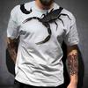 Men T-shirt O Neck Breathable Easy to Match Mighty 3D Print Short Sleeves Pullover Scorpion Print Contrast Color Summer Tops Daily Clothes