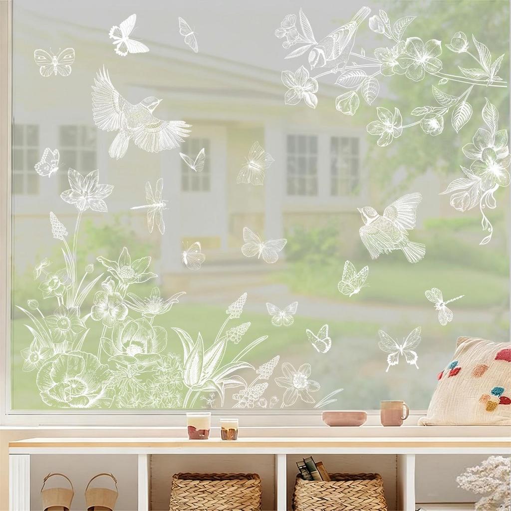 2026 Hot Selling Spring Window Stickers - Flowers & Butterflies Electrostatic Decorations for Festivals